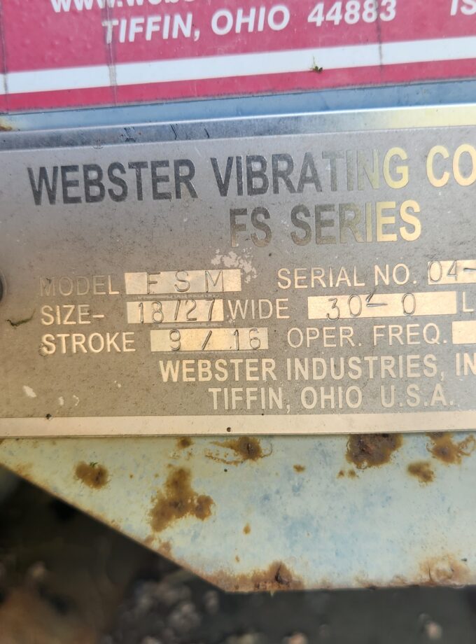 WEBSTER 30' Low Profile Vibrating Conveyor